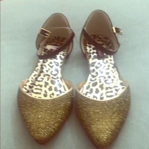 Glitter gold leopard flats